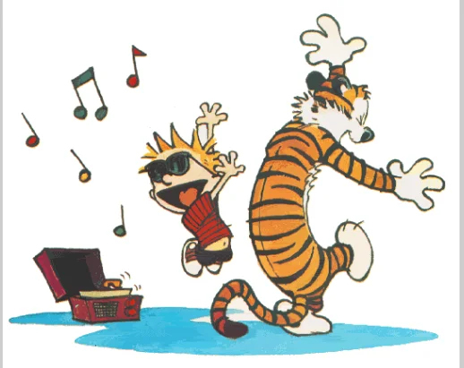 calvin and hobbes doing a happy dance.webp