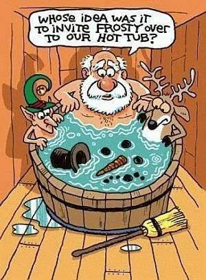 Funny-Christmas-Cartoon-Frosty-Hot-Tub.webp