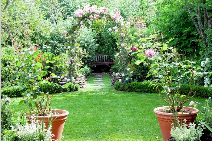 garden with floral arch.webp