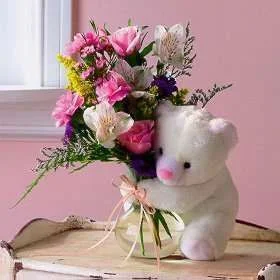 Mixed Flowers and a Bear.webp