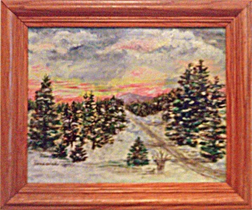 Nanas Winter Trees n sunset Framed.webp